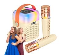 Pequeña máquina de karaoke, máquina de karaoke para niños | Pequeño altavoz karaoke al aire libre - Altavoz portátil de karaoke al aire libre, sistema de canto de karaoke con 2 micrófonos inalámbricos