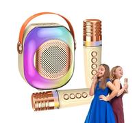Pequeña máquina de karaoke para niños, máquina de karaoke portátil para niños, máquina de karaoke con micrófono pequeño para niños | Máquina de karaoke que canta bajo fuerte con luces coloridas para