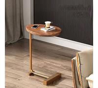 Pequeña mesa auxiliar ovalada con diseño en forma de C, versátil lateral de sofá y escritorio para laptop para sala de estar, dormitorio y espacios de oficina