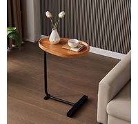 Pequeña mesa auxiliar ovalada para sala de estar, dormitorio, balcón y oficina, mesa auxiliar de sofá con diseño en forma de C, mesa de comedor y escritorio para laptop, ideal para espacios pequeños,