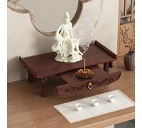 Pequeña mesa de altar budista de meditación con cajón, mesa de ofrenda de puja personal para oraciones, ceremonia de té y adivinación