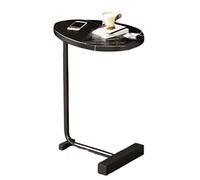 Pequeña mesa de centro ovalada con diseño en forma de C, versátil lateral de sofá y escritorio para laptop para sala de estar, dormitorio y espacios de oficina