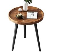 Pequeña mesa de centro redonda para sala de estar, balcón, mesa auxiliar, mesita de noche, decoración interior, color marrón, tamaño: 40 x 40 x 4 cm