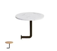 Pequeña Mesa Redonda de Pared en Madera Maciza Clase E0 Escritorio Flotante para Cafetería Bar Restaurante Fijación Tornillos Sin Bamboleo 18kg (Madera Negra, 35cm)(Marble Pattern+Black,35x45cm)