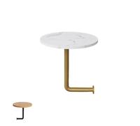 Pequeña Mesa Redonda de Pared en Madera Maciza Clase E0 Escritorio Flotante para Cafetería Bar Restaurante Fijación Tornillos Sin Bamboleo 18kg (Madera Negra, 35cm)(Marble Pattern+Gold,35x45cm)