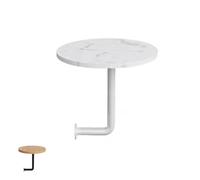 Pequeña Mesa Redonda de Pared en Madera Maciza Clase E0 Escritorio Flotante para Cafetería Bar Restaurante Fijación Tornillos Sin Bamboleo 18kg (Madera Negra, 35cm)(Marble Pattern+White,35x45cm)