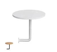 Pequeña Mesa Redonda de Pared en Madera Maciza Clase E0 Escritorio Flotante para Cafetería Bar Restaurante Fijación Tornillos Sin Bamboleo 18kg (Madera Negra, 35cm)(White Plank+White,35x45cm)