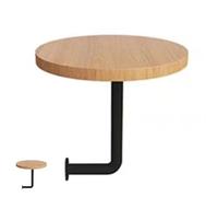 Pequeña Mesa Redonda de Pared en Madera Maciza Clase E0 Escritorio Flotante para Cafetería Bar Restaurante Fijación Tornillos Sin Bamboleo 18kg (Madera Negra, 35cm)(Wood+Black,35x45cm)