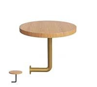 Pequeña Mesa Redonda de Pared en Madera Maciza Clase E0 Escritorio Flotante para Cafetería Bar Restaurante Fijación Tornillos Sin Bamboleo 18kg (Madera Negra, 35cm)(Wood+Gold,35x45cm)
