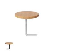 Pequeña Mesa Redonda de Pared en Madera Maciza Clase E0 Escritorio Flotante para Cafetería Bar Restaurante Fijación Tornillos Sin Bamboleo 18kg (Madera Negra, 35cm)(Wood+White,40x45cm)