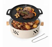 Pequeña Parrilla de Carbón, Asador Portátil para Picnic y Camping, Set Completo con Cuerpo de Parrilla, Cuenco de Carbón, Pinzas, Rejilla y Bandeja Recolectora