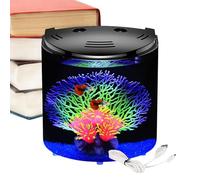 Pequeña Pecera - Acuario De Escritorio Portátil, Kit De Filtración USB | Contenedor De Vidrio Transparente Con Bomba, Tanque De Pescado Impermeable Para Caracoles Cangrejos Starfish Sea Monkeys, Ofici