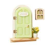 Pequeña Puerta De Madera - Accesorio De Casa En Miniatura Hecho A Mano, Conjunto De Ventana De Cuento De | Entrada De Mágico, Decoración De Juguete Creativa Para La Pared De La