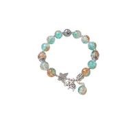 Pequeña pulsera de flores de mariposa fresca, pulsera de cuentas degradadas, venta a mano. Pendientes de aro grandes para mujer, talla única, Cristal artificial, No es una piedra preciosa