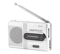 Pequeña radio portátil de bolsillo FM/AM, mini radio portátil universal AM/FM Altavoces estéreo Receptor Reproductor de música, conector para auriculares de 3.5 mm, con altavoz incorporado y antena