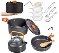 Pequeña Tetera Combo Set Pot Camping Combo Conjunto Pot Vajilla Portátil Outdoor Cocinar Urte de Utensilios Suave Alojado Aluminio