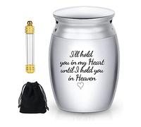 Pequeña urna cremación Mini urna Acero Inoxidable para Cenizas Mini urna funeraria Recuerdo Pequeñas urnas funerarias para Cenizas humanas o Mascotas, Ya no a mi Lado, Pero para Siempre en mi corazón