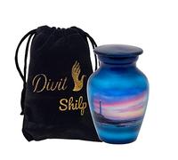 Pequeña urna de cremación de Recuerdo Divit Shilp con Estuche de Terciopelo | Elige Entre Colores únicos | Encantadora Mini Prenda metálica para Cenizas humanas. (Keepsake, Hummingbird Lighthouse)