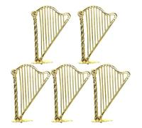 Pequeñas arpas, Arpa de oro en miniatura - Juego de 5 modelos de instrumentos en miniatura,Estatua de arpa en miniatura 1:12, adorno de arpa dorada para decoración de árbol, casa de muñecas, suministr