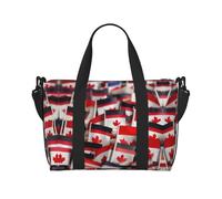 Pequeñas banderas canadienses versátiles bolsas de viaje para artículos personales para mujer, espaciosas bolsas de lona para viajes, bolsas de gimnasio para hombres, Negro -, Talla única