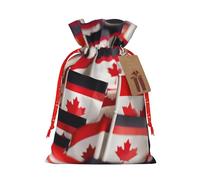 Pequeñas banderas canadienses versátiles de tela con cordón, bolsas de regalo de Navidad, perfectas para vacaciones y ocasiones especiales