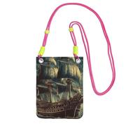 Pequeñas bolsas cruzadas para mujer, bolso impermeable para teléfono celular, bolsa náutica, vintage, vela, pirata, barco, monedero, riñonera, fucusia, talla única