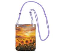 Pequeñas bolsas cruzadas para mujer, monedero para teléfono celular, cartera para teléfono celular, hermoso campo de girasol, puesta de sol, bolsa para teléfono celular
