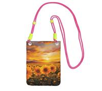Pequeñas bolsas cruzadas para mujer, monedero para teléfono celular, cartera para teléfono celular, hermoso campo de girasol, puesta de sol, bolsa para teléfono celular