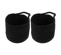 Pequeñas cestas de almacenamiento para colgar en la pared: 2 cestas tejidas de cuerda de algodón, organizador plegable de 9 x 7 pulgadas con asa para plantas de flores, toallas, gafas de sol, cartera