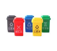 Pequeñas cestas de basura para decoración del hogar, 5 piezas de contenedores de basura pequeños con cubiertas que se pueden abrir, accesorios de casas de muñecas de vacaciones