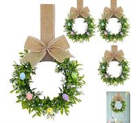 Pequeñas coronas de Pascua para armario de cocina, decoración de primavera de huevo artificial, mini corona de huevos de Pascua artificiales con lazo de cinta, decoración navideña para el hogar, casa