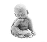 Pequeñas estatuas de monje de Buda sabio de resina, con texto en inglés "See Speak Hear No Evil", adornos para jardín y hogar con acabado natural y resistente (A)