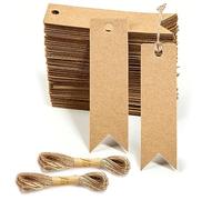 Pequeñas etiquetas de regalo de papel kraft marrón con cuerda, 200 piezas de papel kraft en blanco de 7 x 2 cm, etiquetas marrones para colgar equipaje, bolsas de regalos, manualidades