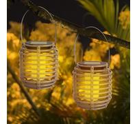 Pequeñas Farolillos Solares Exterior, 2 Piezas Lampara Solar Exterior, Solar Lights Outdoor, Protección IP65, Se Puede Colgar o Transportar, Adecuado para Jardines, Terrazas, Balcones y Patios