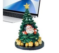 Pequeñas figuras de árbol de Navidad | Decoración navideña de resina - Decoración navideña para el escritorio | Para el hogar, apartamento, oficina, estudiantes universitarios, dormitorios, salas de