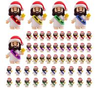Pequeñas figuras de Jesús, 50 figuras de Jesús a granel, pequeñas figuras multicolor de bolsillo de goma Love You, figuras en miniatura para ocultar y buscar regalos religiosos para rellenar huevos de