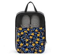 Pequeñas flores amarillas con hojas azules, bolsa de zapatos para viajes, uso diario, bolsa de almacenamiento antipolvo para zapatos de golf