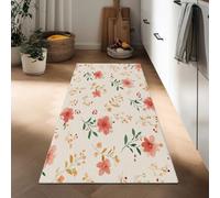 Pequeñas Flores Melocotón Dibujadas A Mano Enredaderas Alfombra Pasillo 40 x 120 cm, Alfombra de Cocina Antideslizante Pastoral Alfombras Corredor Pasillo para Entrada Lavanderia Salón Dormitorio