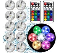 Pequeñas luces LED sumergibles con control remoto, mini luz LED impermeables, velas sin llama, adecuadas para jarrones, peceras, jacuzzis, fiestas, bodas, decoraciones