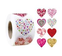 Pequeñas Pegatinas de Corazón, 500 Piezas de Pegatinas en Forma de Corazón,Etiquetas adhesivas versátiles con forma de corazón de amor | Etiquetas decorativas en rollo de corazones de colores p