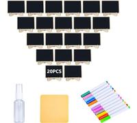 Pequeñas Pizarras de Tiza con Caballete de Pie, 20 Unidades Mini Etiquetas de Madera para Alimentos, Fiestas, Bodas, Cumpleaños y Mesa