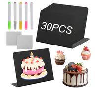 Pequeñas Pizarras Negras 30 Piezas Pizarras Pequeñas para Escribir 10x7.5cm Porta Precios con Pizarra Tipo L Negras Tablero de Tiza Pizarra Pequeña de Mesa para Buffet Bodas Fiestas