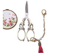 Pequeñas tijeras de costura retro estilo europeo, tijeras vintage hechas a mano, con cadena, herramienta práctica para bordado, manualidades, costura, ganchillo, acolchado, textil, artesanía, sastre