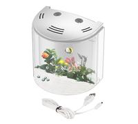 Pequeño Acuario con Filtro y luz - Tanque acrílico USB, hábitat de Pescado Transparente | 7.87x5.51x8.27in 5L Acuario bombeado Compacto con Plantas, configuración Moderna para Betta, cangrejos, e