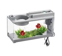 Pequeño acuario cuadrado completo, mini acuario con bomba de agua filtrante y luz USB transparente pequeño acuario de oficina para peces Betta, camarón, peces rojos peces tropicales