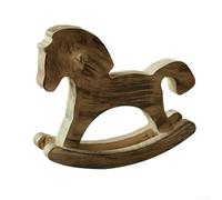 Pequeño adorno de escritorio de madera de caballo balancín hecho a mano de madera natural, acento rústico decorativo para oficina en casa y estudio (marrón)