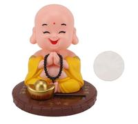 Pequeño Adorno de Monje con Cabeza asintiendo con energía Solar, Figura de pequeño Monje para Mesa de Oficina, Ventanas, salpicaderos de Coche, hogares, restaurantes, hoteles, (Amarilla)