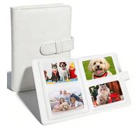 Pequeño álbum de fotos para personalizar, 6 x 9 cm, 64 bolsillos, mini álbum de fotos, cubierta de piel sintética, álbum de fotos para bodas, bebés y viajes, Every Moment Matters (color blanco)