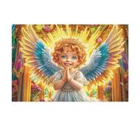 Pequeño ángel de alas Doradas Puzzles 1000 Piezas DIY Creativo Cute Pets Warm The Heart Rompecabezas Familiar para Toda La Familia Juguete Educativo Aliviar Estrés Decorativo 1000 PCS