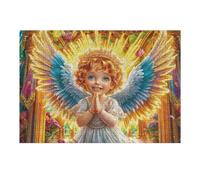 Pequeño ángel de alas Doradas Puzzles 300 Piezas Construir DIY 3D Cute Pets Warm The Heart Rompecabezas para Adultos Maquetas Educativas Aliviar Estrés Estera Portátil 300 PCS